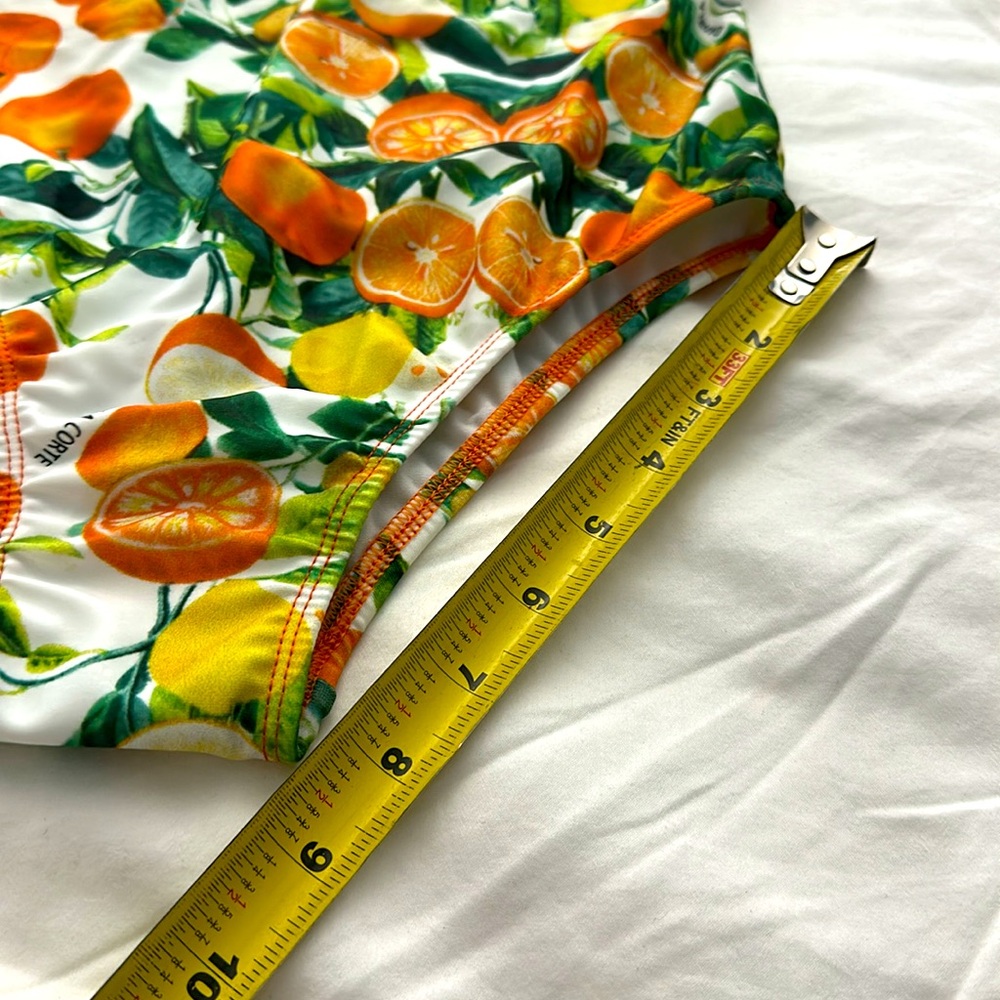 DANIELA CORTE White Citrus Print One Piece Swimsuit Silver accent Size Medium - Picture 5 of 14